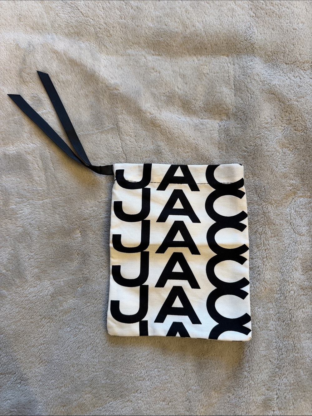 MARC JACOBS Black and White Repeating Logo Drawstring Pouch